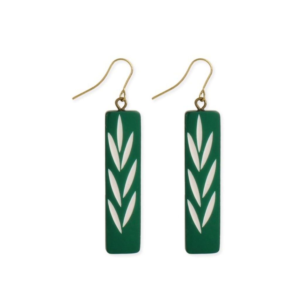 Green Etched Resin Earrings
